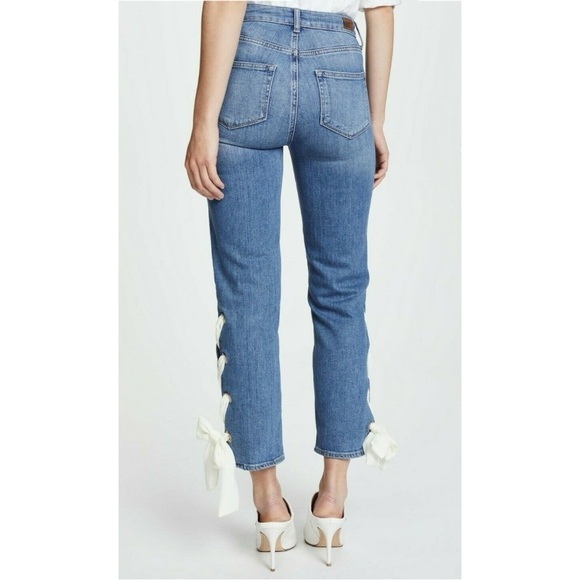 PAIGE Sarah High Rise Ribbon Detail Straight Leg Jeans sz 25 - Picture 4 of 12